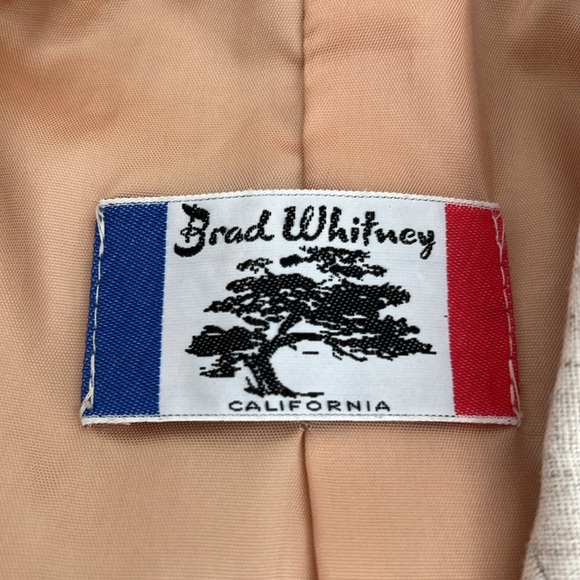 Brad Whitney cream linen and tan suede men’s sport coat blazer  size 44 - Picture 10 of 13